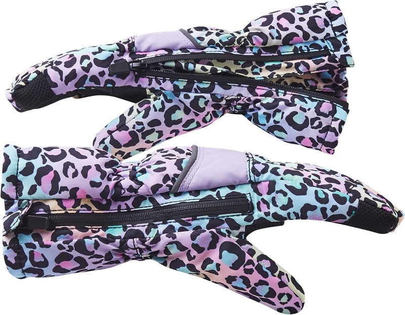 Andy & Evan Kids' Zip Gloves, Waterproof Winter Snow Gloves, Side Zippers, Touchscreen, Ski Snowboard Sledding, Warm Fleece Palms - Image 1